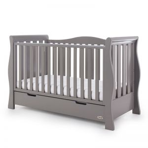 OBABY Luxe Sleigh Cot Bed Taupe Grey